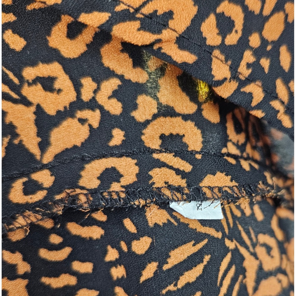 Massini Womens Animal Print Blouse Cognac Orange Black Elastic Waist Peplum 1X - Picture 9 of 9